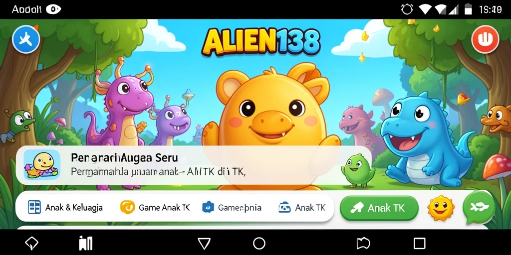 Antarmuka permainan yang ceria dan interaktif untuk anak-anak.