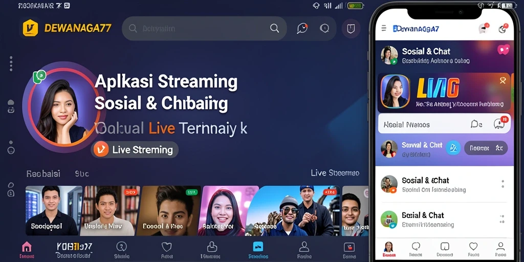 Antarmuka aplikasi DEWANAGA77 menampilkan fitur Live Streaming yang menarik.