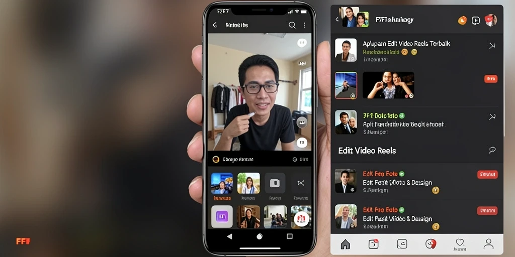 Tampilan antarmuka aplikasi F7F7 untuk Edit Video Reels.