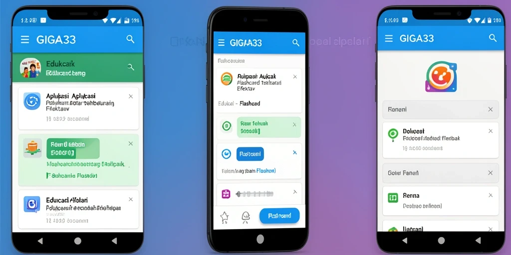 Tampilan antarmuka GIGA33 yang menarik untuk pembelajaran Flashcard.