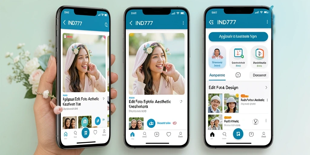 Antarmuka pengguna aplikasi IND777 untuk Edit Foto Aesthetic.