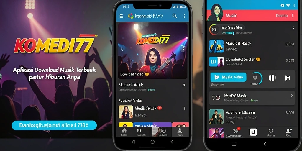 Tampilan antarmuka KOMEDI77 dengan fitur Download Musik yang menarik.