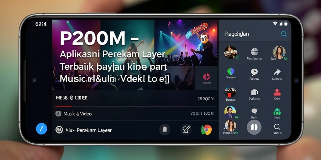 Antarmuka aplikasi P200M saat merekam layar dengan berbagai fungsi.