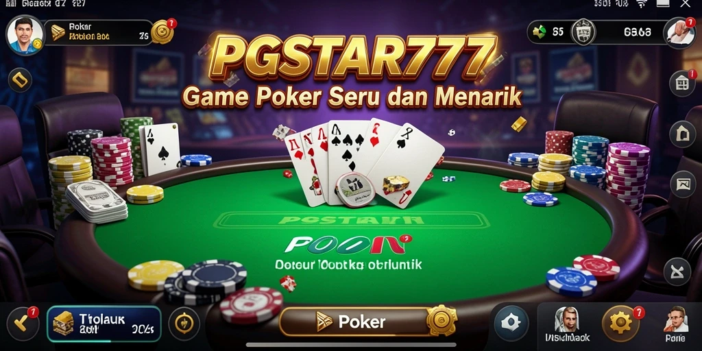 Antarmuka permainan poker PGSTAR777 yang menarik dan interaktif.