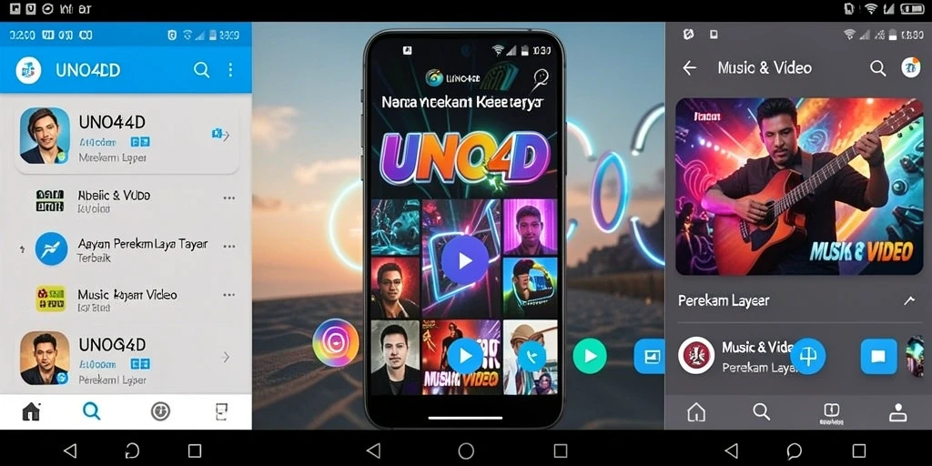 Antarmuka UNO4D saat merekam layar ponsel yang mudah dipahami.