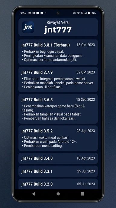 Riwayat Versi jnt777 untuk Pengguna Android